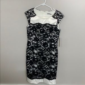 Ivory Dress with black lace overlay NWT